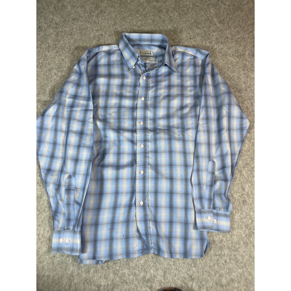 Vintage 90s Cambridge The Classic Collection Plaid Button Up Shirt Mens 40 Blue